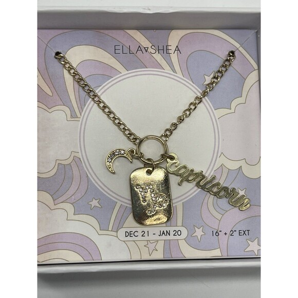 Ella Shea Capricorn Gold Tone Charm Necklace New - Picture 2 of 5